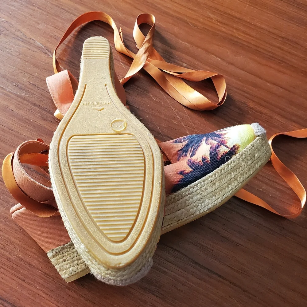 Jeffrey Campbell Orange Sunset lace up Espradrilles 39